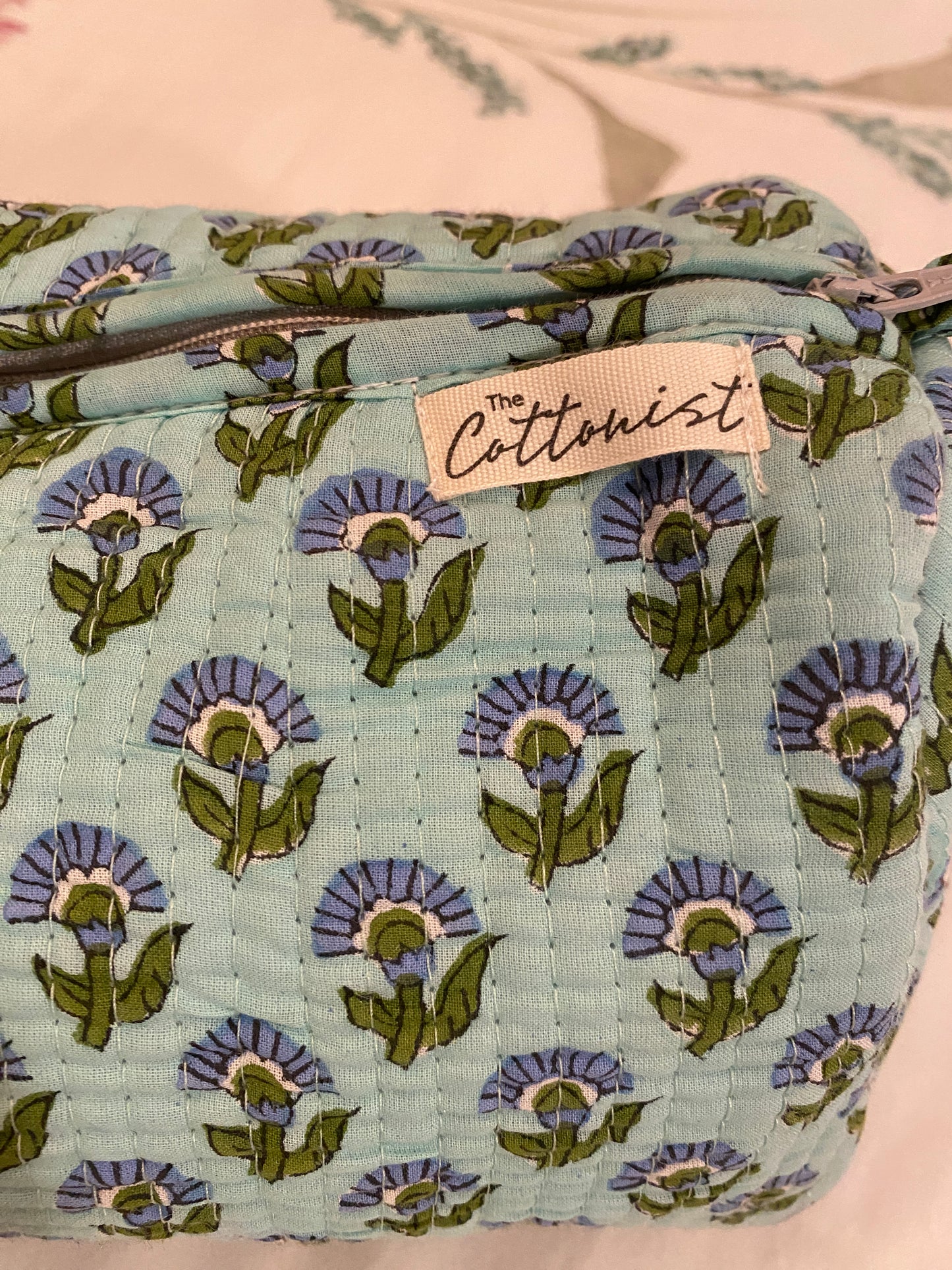 Mint Green Booti handblock print cosmetic bags