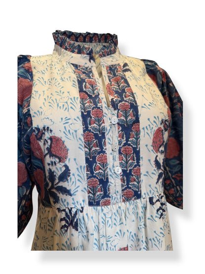 Indigo Garden Floral Midi Dress