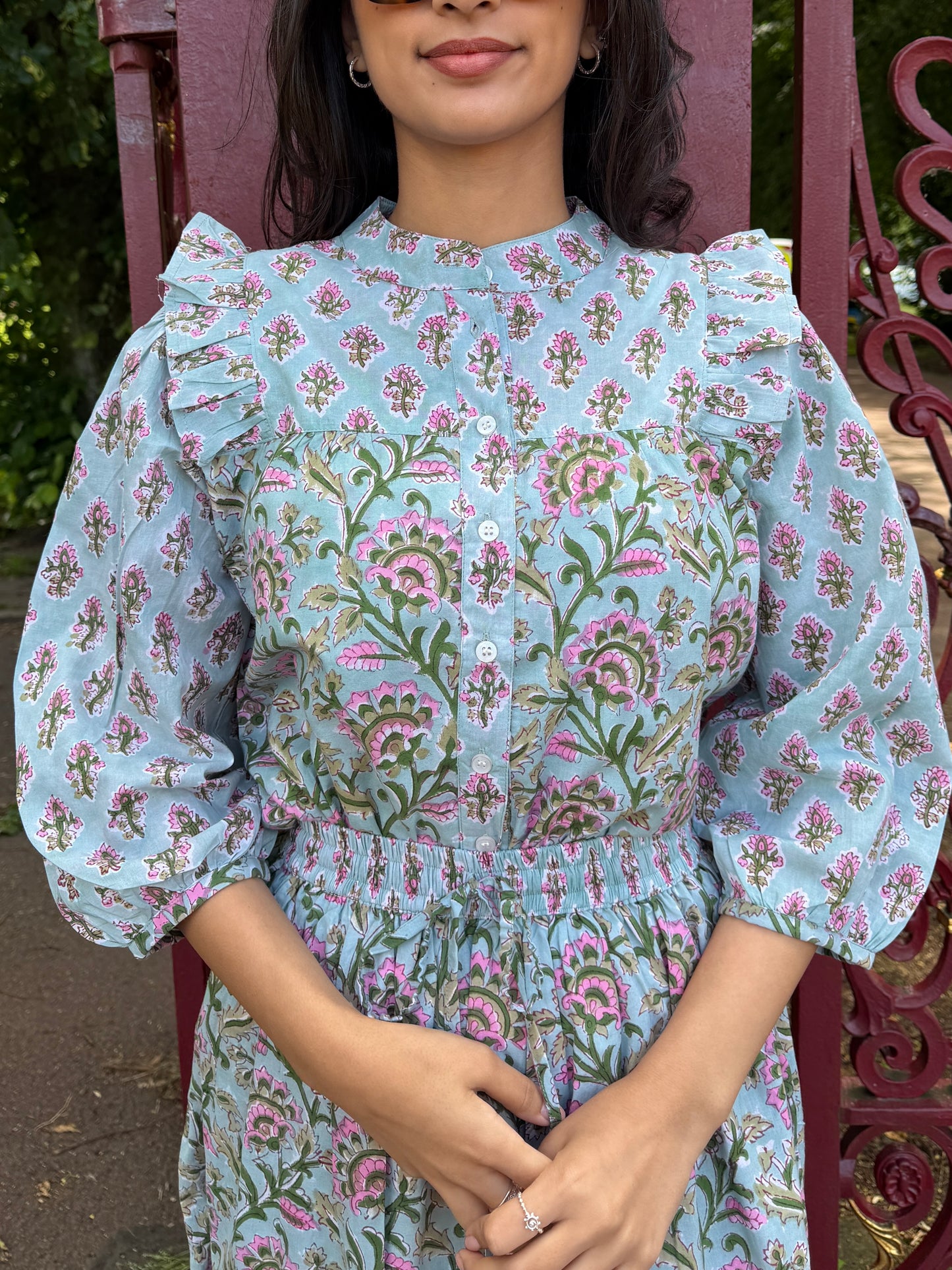 Duck-egg bloom Print Top