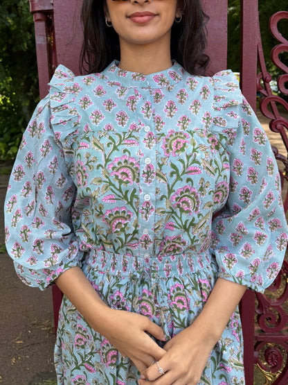 Duck-egg bloom Print Top