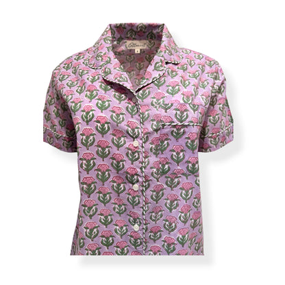 Lilac Rosebuds print shorts set