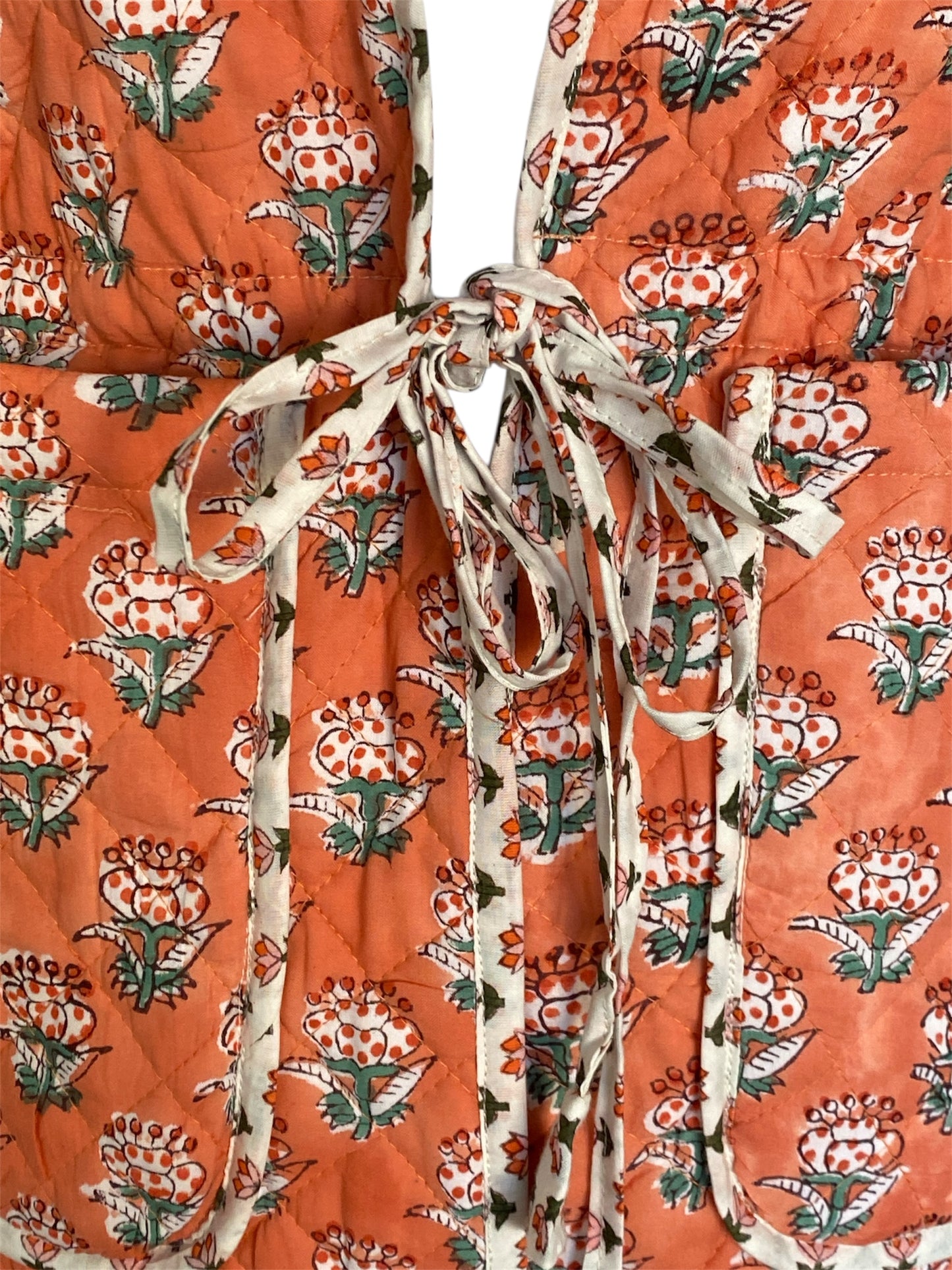 Coral Burst Bahaar Booti Reversible Quilted Gilet