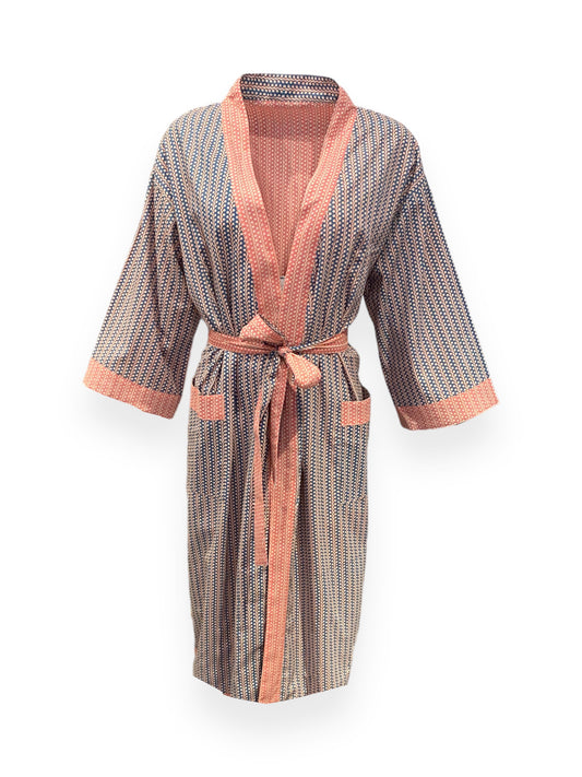 Orange Blue Reversible Cotton Robe/Kaftan