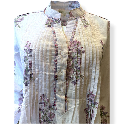 Lilac Boota Pintuck Top