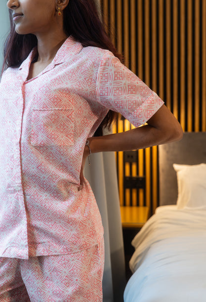 Pink Chint print shorts set