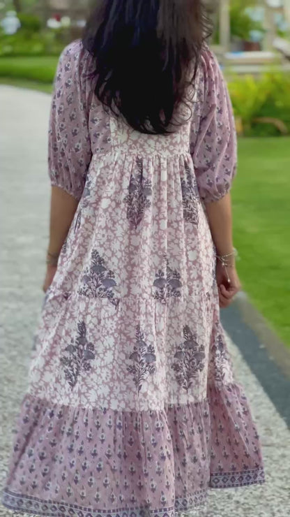 Muted Mauve Floral Midi Dress